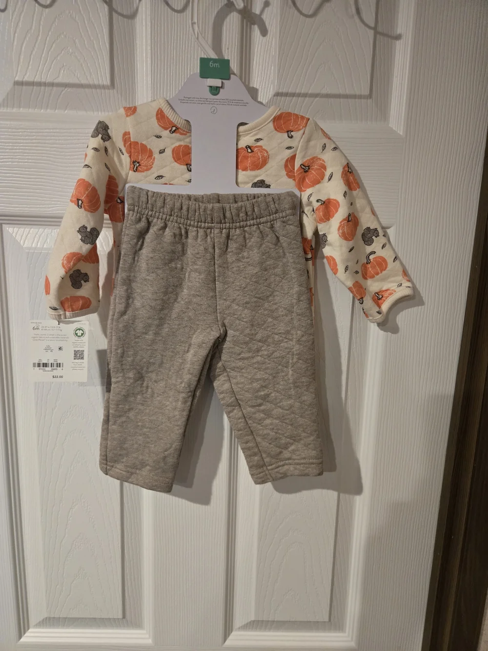 Little Planet Pumpkin Print Baby Top and Quilted Pants 6 Months